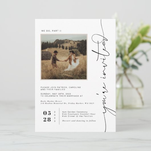 Moderne Boho-Wüste | Square Foto Wedding Einladung (Stehend Vorderseite)