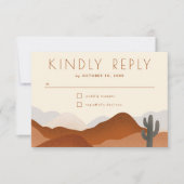 Moderne Boho Wüstenbergkaktus Hochzeit RSVP Karte (Vorderseite)