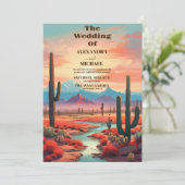 Moderne Boho-Wüstenhochzeit Einladung (Stehend Vorderseite)