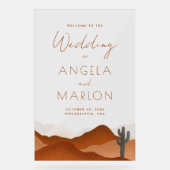 Moderne Boho-Wüstenhochzeit Willkommen Acrylschild (Vorderseite)