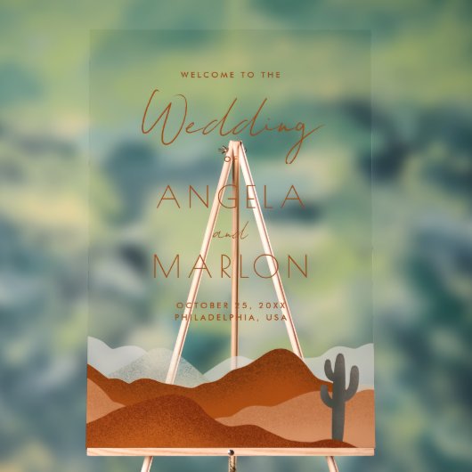 Moderne Boho-Wüstenhochzeit Willkommen Acrylschild (Neutral)