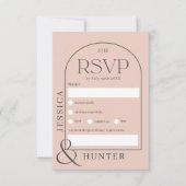 Moderne Bohobarche Hochzeit hellrosa grau RSVP Karte (Vorderseite)