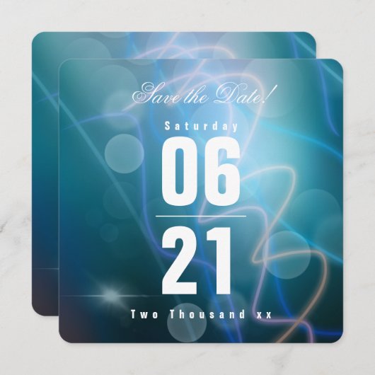 Moderne Bokeh Blue Background Wedding (Vorne/Hinten)