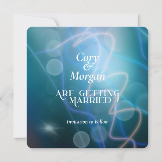 Moderne Bokeh Blue Background Wedding (Rückseite)