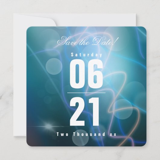 Moderne Bokeh Blue Background Wedding (Vorderseite)