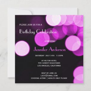 Moderne Bokeh Pink Glitter & Glamour Geburtstagsfe Einladung