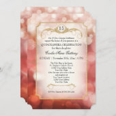 Moderne Bokeh Sparkle Rose Twinkle Quinceanera Einladung (Vorne/Hinten)