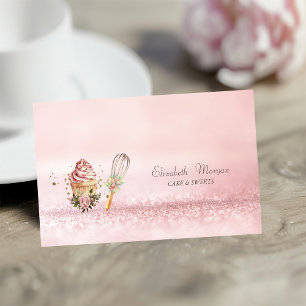Moderne Bokeh-Wasserfarbe-Cupcake-Rollholz Visitenkarte