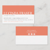 MODERNE BOLD BAND minimale einfache Korallenorange Visitenkarte (Vorne/Hinten)