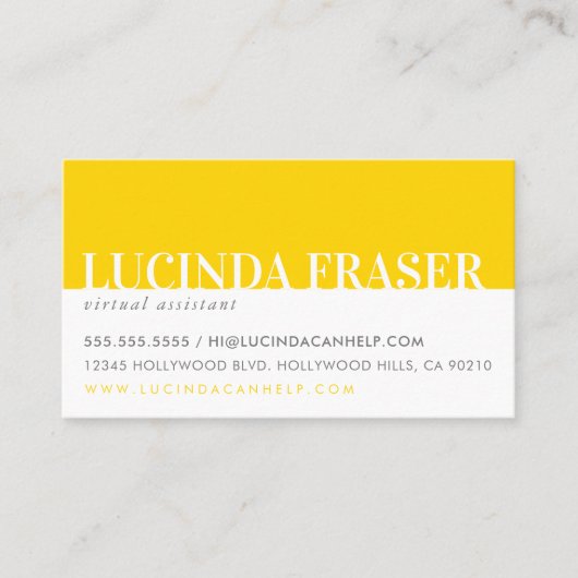 MODERNE BOLD BAND minimalgelb grau Visitenkarte (Vorderseite)