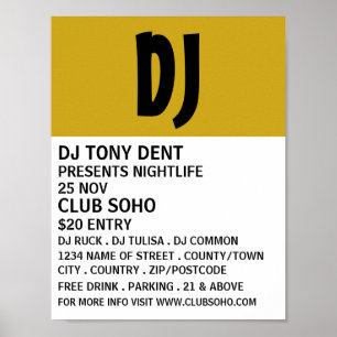 Moderne Bold, DJ, Club Event Advertising Poster