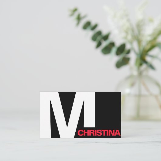 Moderne Bold Typografie Initial Schwarz-weiß Cool Visitenkarte (Stehend Vorderseite)