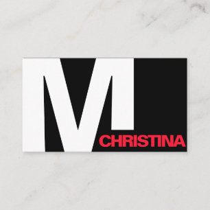 Moderne Bold Typografie Initial Schwarz-weiß Cool Visitenkarte