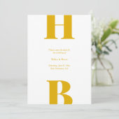 Moderne Bold Typografy Monogram Mustard Yellow Save The Date (Stehend Vorderseite)