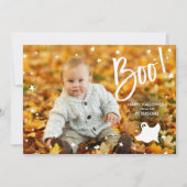 Moderne boo typografische Stars Halloween-Geist-Fo Karte (Vorderseite)