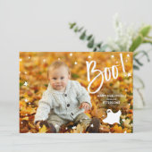 Moderne boo typografische Stars Halloween-Geist-Fo Karte (Stehend Vorderseite)