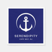 Moderne Bootanchor Navy Personalisiert Napkins Serviette (Vorderseite)