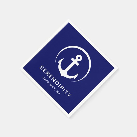 Moderne Bootanchor Navy Personalisiert Napkins Serviette (Ecke)