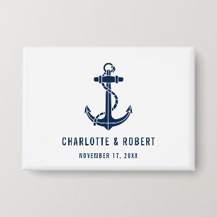 Moderne Bootsanker-Strand-Hochzeitsgeschenk Button