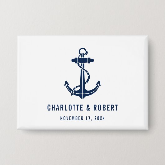 Moderne Bootsanker-Strand-Hochzeitsgeschenk Button (Vorderseite)