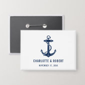 Moderne Bootsanker-Strand-Hochzeitsgeschenk Button (Vorderseite/Rückseite)
