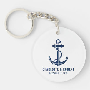 Moderne Bootsanker-Strand-Hochzeitsgeschenk Schlüsselanhänger