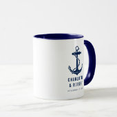 Moderne Bootsanker-Strand-Hochzeitsgeschenke Tasse (VorderseiteRechts)