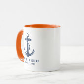 Moderne Bootsanker-Strandhochzeitsfeier Tasse (Vorderseite Links)
