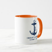 Moderne Bootsanker-Strandhochzeitsfeier Tasse (VorderseiteRechts)