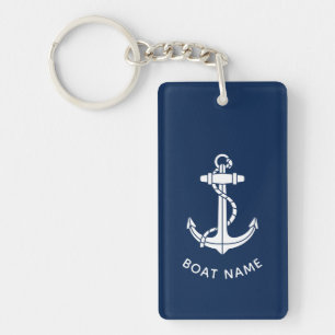Moderne Bootsanker und Name Captain Schlüsselanhänger