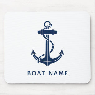 Moderne Bootsbezeichnung Navy Blue Anchor Crew kun Mousepad