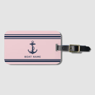 Moderne Bootsschleppe und Name - nautischer Brauch Gepäckanhänger