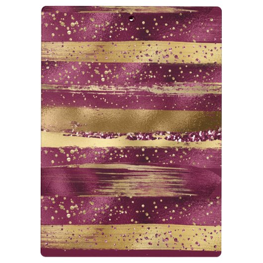 Moderne Bordeaux, goldene Pinselstriche und Monogr Klemmbrett (Rückseite)