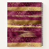 Moderne Bordeaux, goldene Pinselstriche und Monogr Notizblock (Rückseite)