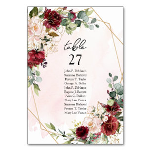 Moderne bordeauxfarbene geometrische Tischnummer