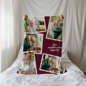 Moderne bordeauxfarbene Multi-Foto-Wohngestaltung Fleecedecke