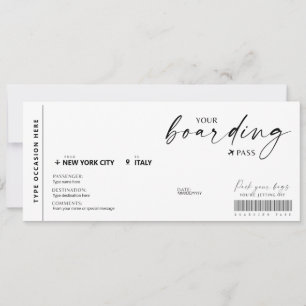 Moderne Bordkarte Überraschung Falsches Flugticket Einladung