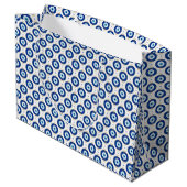 Moderne Böser Blick Muster Blau & Gold Schutz Große Geschenktüte (Rückseite Schrägansicht)