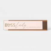 Moderne Boss Lady Stilvolle Blush Pink & Gold Schreibtischnamensplakette (Vorderseite )