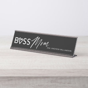 Moderne Boss Mama Stilvoll Schwarz & Weiß Schreibtischnamensplakette