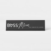 Moderne Boss Mama Stilvoll Schwarz & Weiß Schreibtischnamensplakette (Vorderseite )