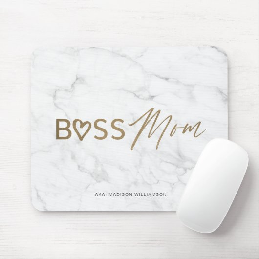 Moderne Boss-Mama Stilvoller Graumarmor Mousepad (Mit Mouse)