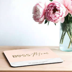 Moderne Boss-Mama Stilvolles Rosa, Gold und Marmor Mousepad