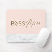 Moderne Boss-Mama Stilvolles Rosa, Gold und Marmor Mousepad (Mit Mouse)