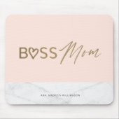 Moderne Boss-Mama Stilvolles Rosa, Gold und Marmor Mousepad (Vorne)