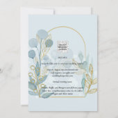 Moderne Botanica; Aqua SeaGlass Gold Wedite Einlad Einladung (Rückseite)