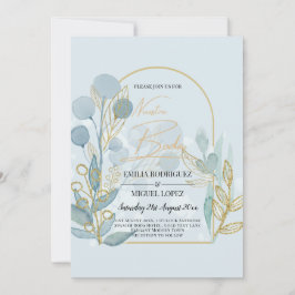 Moderne Botanica; Aqua SeaGlass Gold Wedite Einlad Einladung