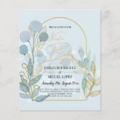 Moderne Botanica; Aqua SeaGlass Gold Wedite Einlad Flyer (Vorne)