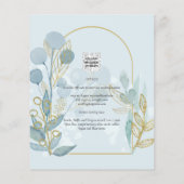 Moderne Botanica; Aqua SeaGlass Gold Wedite Einlad Flyer (Hinten)