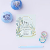 Moderne Botanica; Aqua SeaGlass Gold Wedite Einlad Flyer (Einzeln)